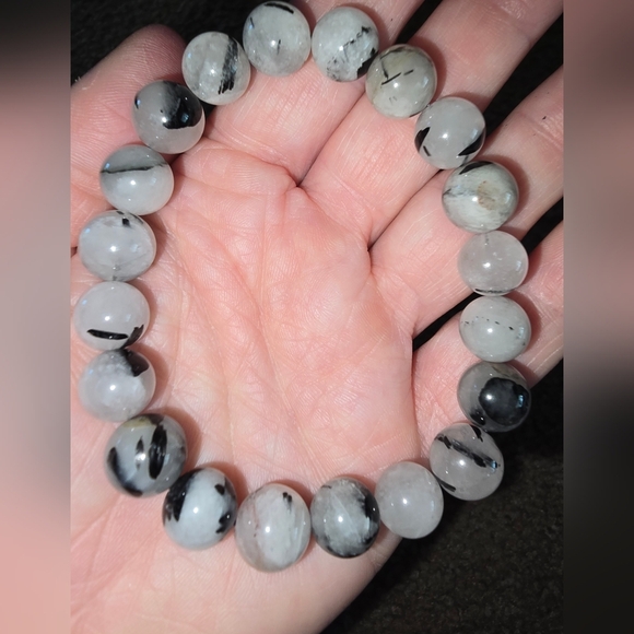 🐰 SALE🐰 10m Black And White Rutile Bracelet - Picture 3 of 15